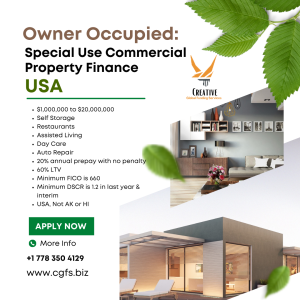 Owner Occupied Special Use Commercial Property Finance Available USA